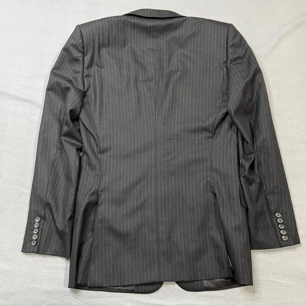 Gucci Tom Ford Blazer Mens Size 48R Black 100% Wool Pinstripe Notch Lapel